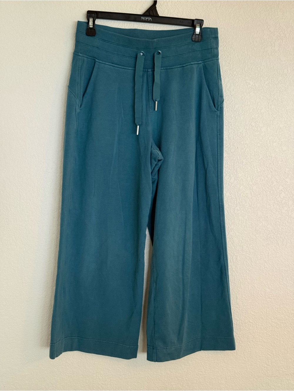 Athleta Balance Wide Leg Crop Pant Teal Green Blue Borealis